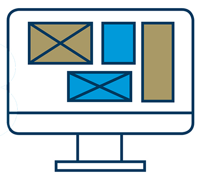 icon: desktop computer screen with boxes to represent wireframe
