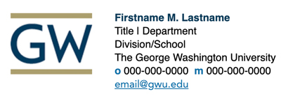 screenshot of email signature template (GW logo + Email signature text)