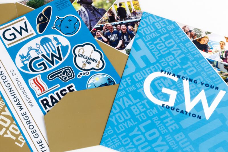 GW folder, stickers, and other printed marketing elements
